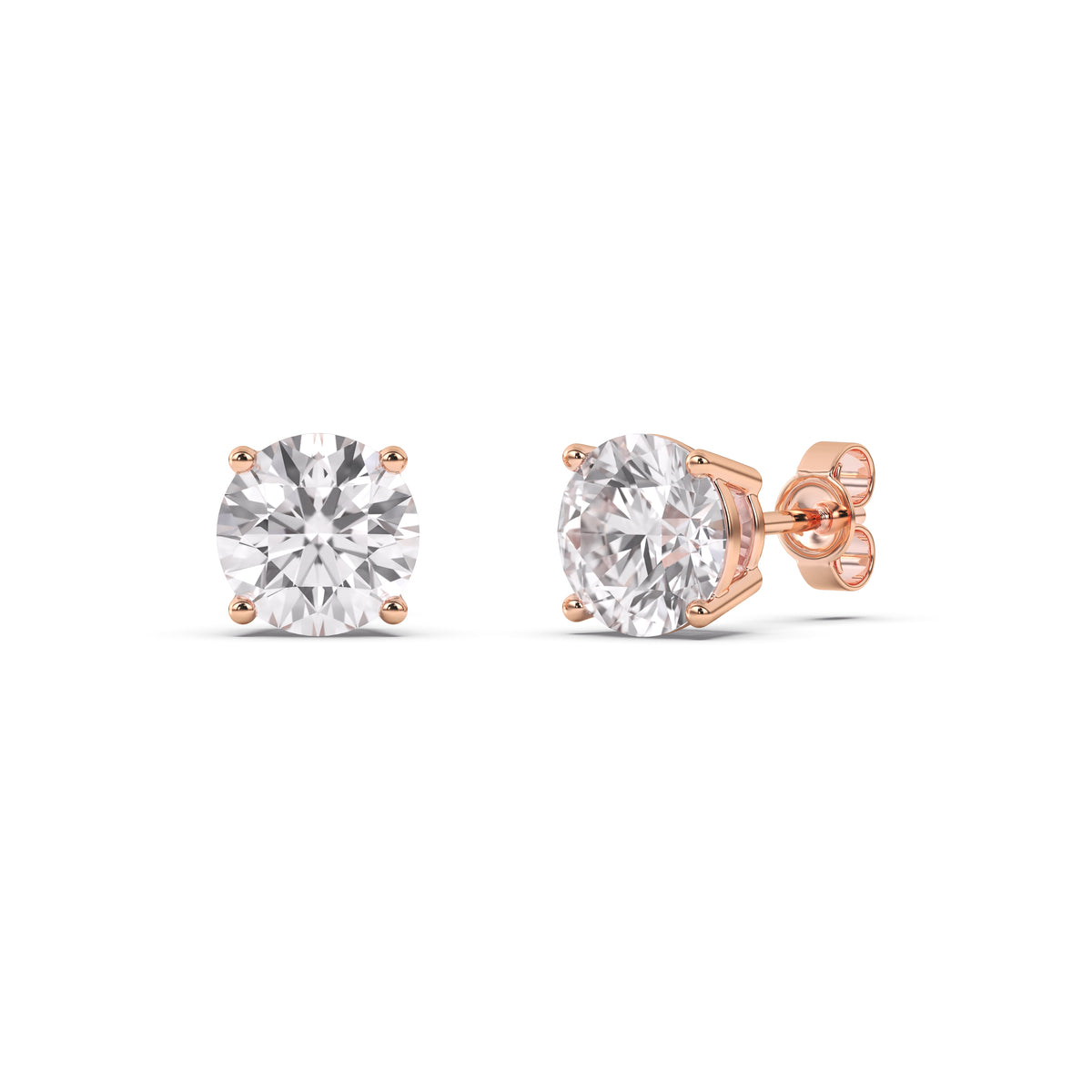 Reverra 14K Round Lab Diamond 4-Prong Studs