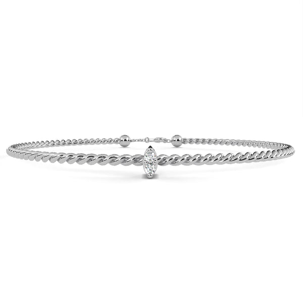 Reverra 14K Gold Round Lab Grown Diamond Fashion Bracelet for Women, CTTW-0.01