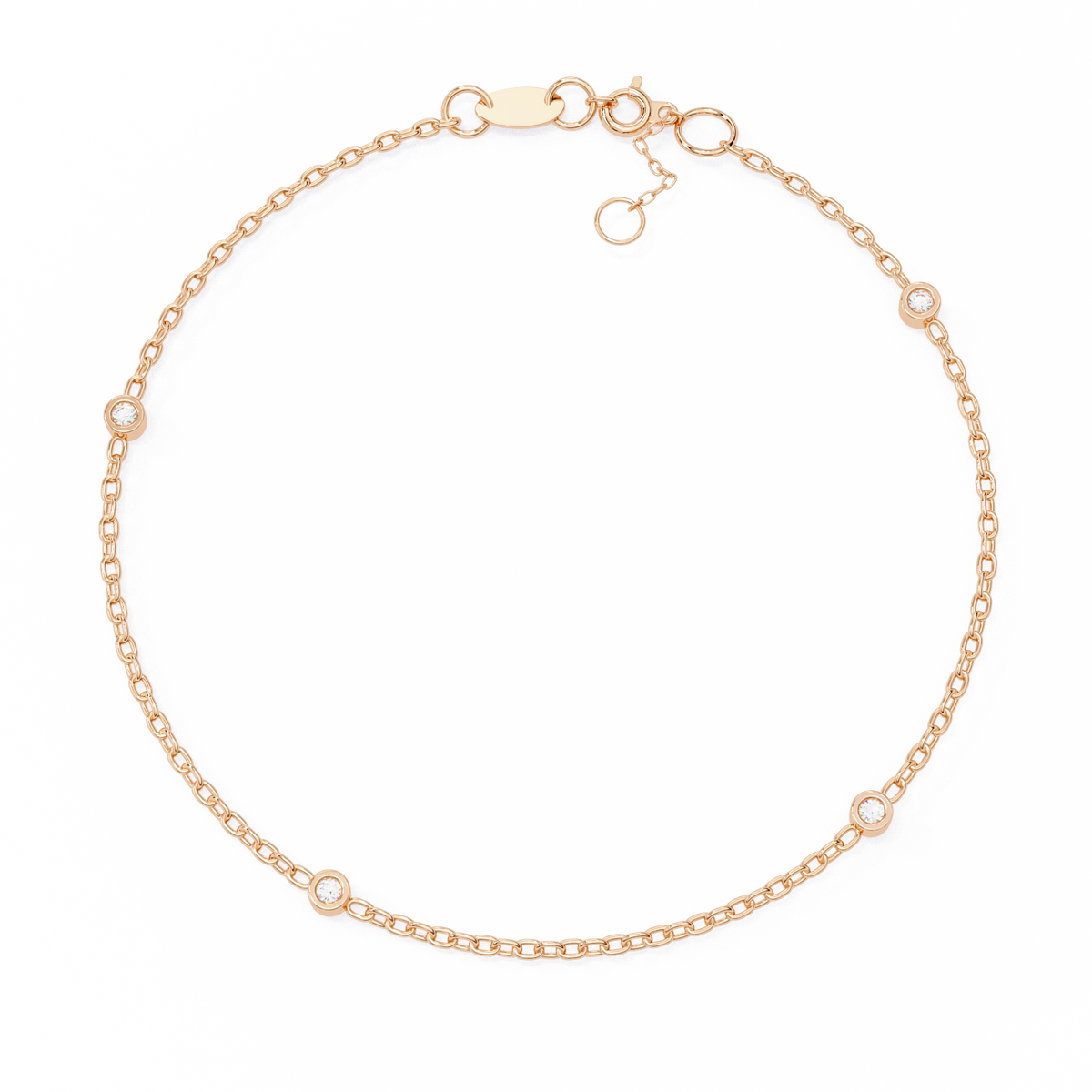 Reverra 14K Gold Round Lab Grown Diamond Flexi Bracelet for Women, CTTW-0.06