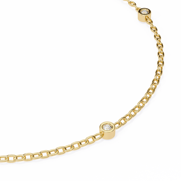 Reverra 14K Gold Round Lab Grown Diamond Flexi Bracelet for Women, CTTW-0.06