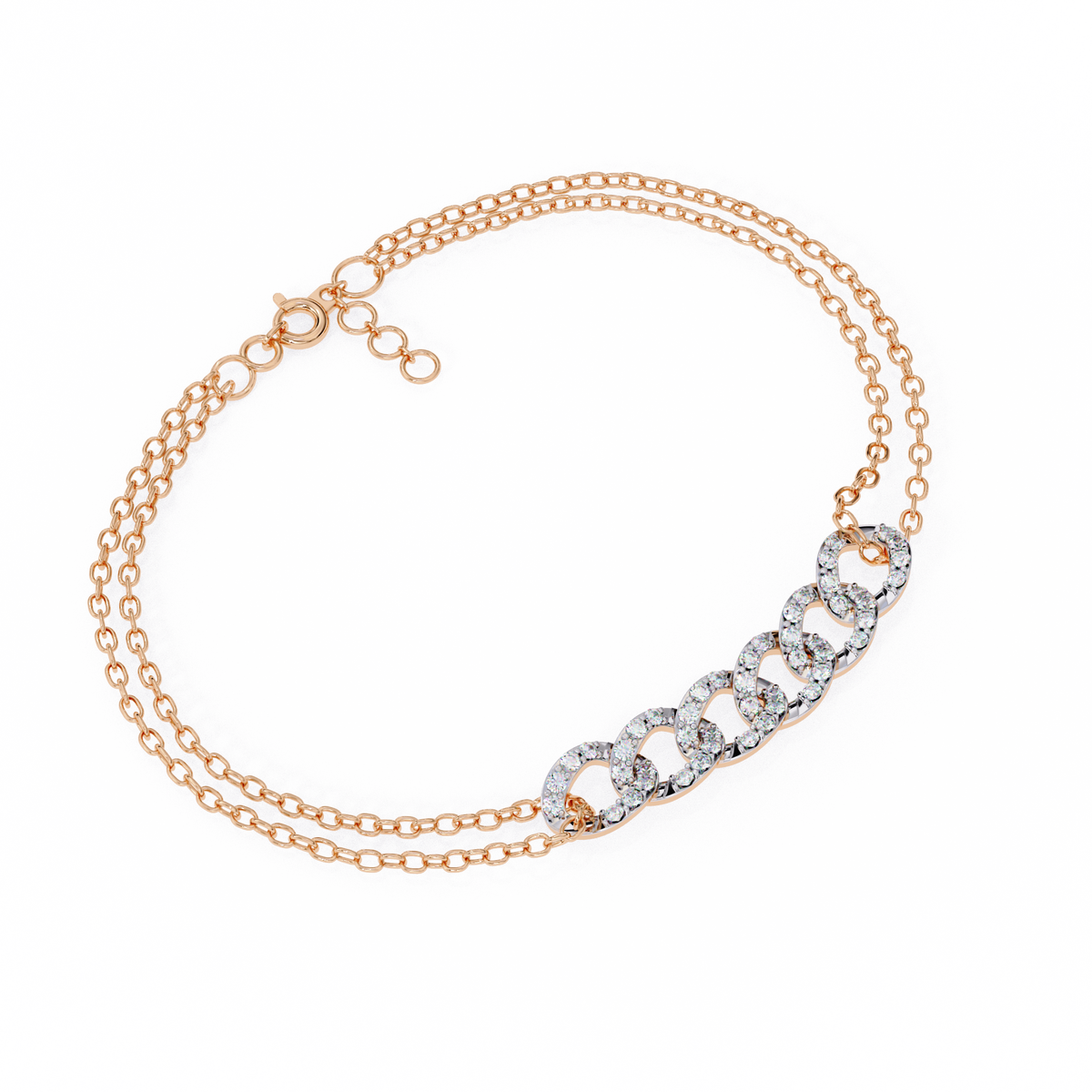 Reverra 14K Round Diamond Link Fashion Bracelet, CTTW-0.29