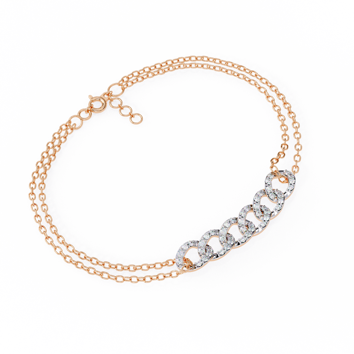 Reverra 14K Gold Round Lab Grown Diamond Link Fashion Bracelet for Women, CTTW-0.29