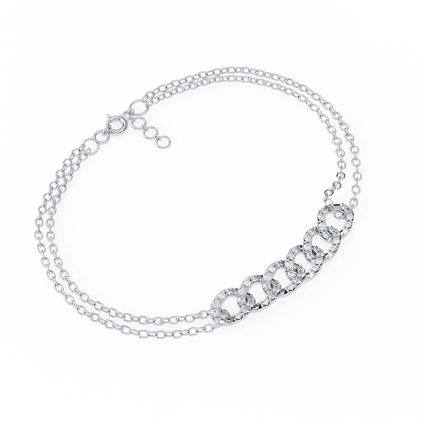 Reverra 14K Gold Round Lab Grown Diamond Link Fashion Bracelet for Women, CTTW-0.29