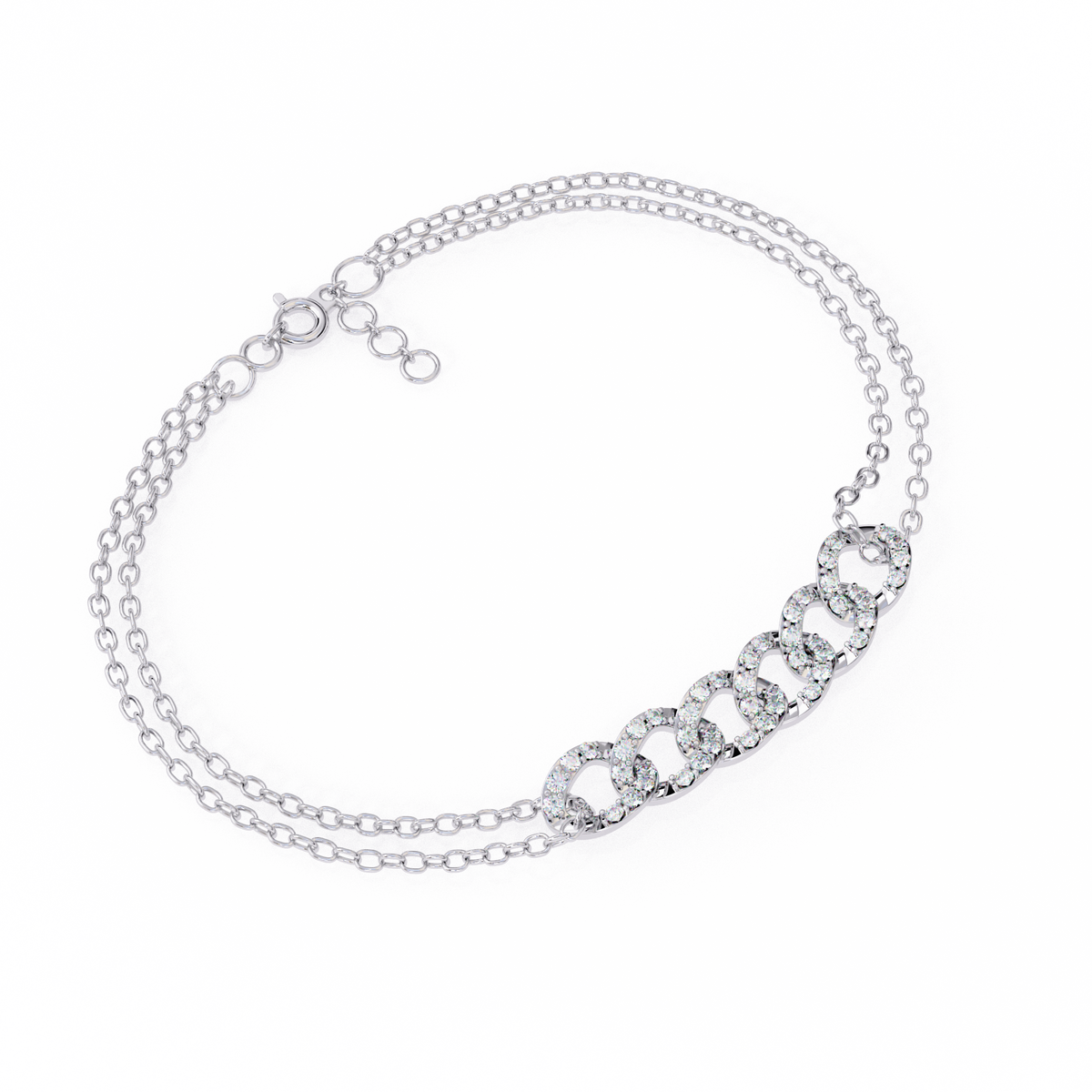 Reverra 14K Round Diamond Link Fashion Bracelet, CTTW-0.29