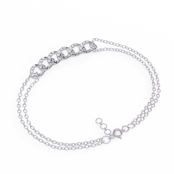 Reverra 14K Gold Round Lab Grown Diamond Link Fashion Bracelet for Women, CTTW-0.29