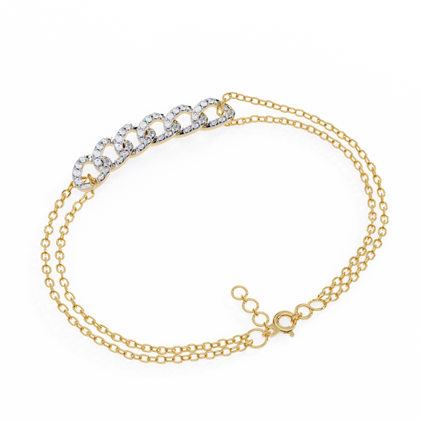Reverra 14K Gold Round Lab Grown Diamond Link Fashion Bracelet for Women, CTTW-0.29