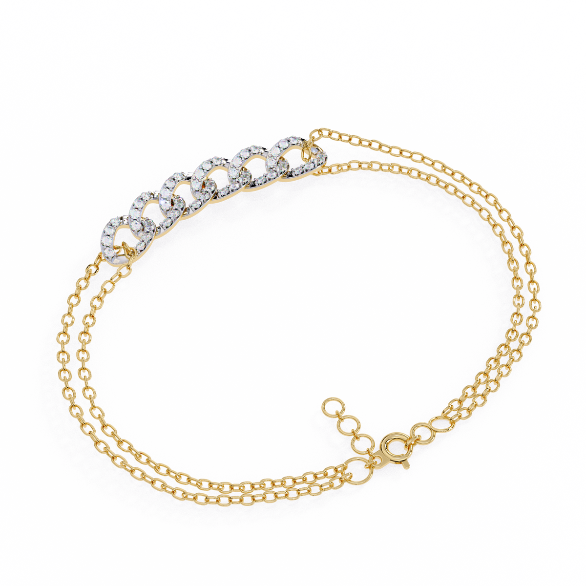 Reverra 14K Round Diamond Link Fashion Bracelet, CTTW-0.29