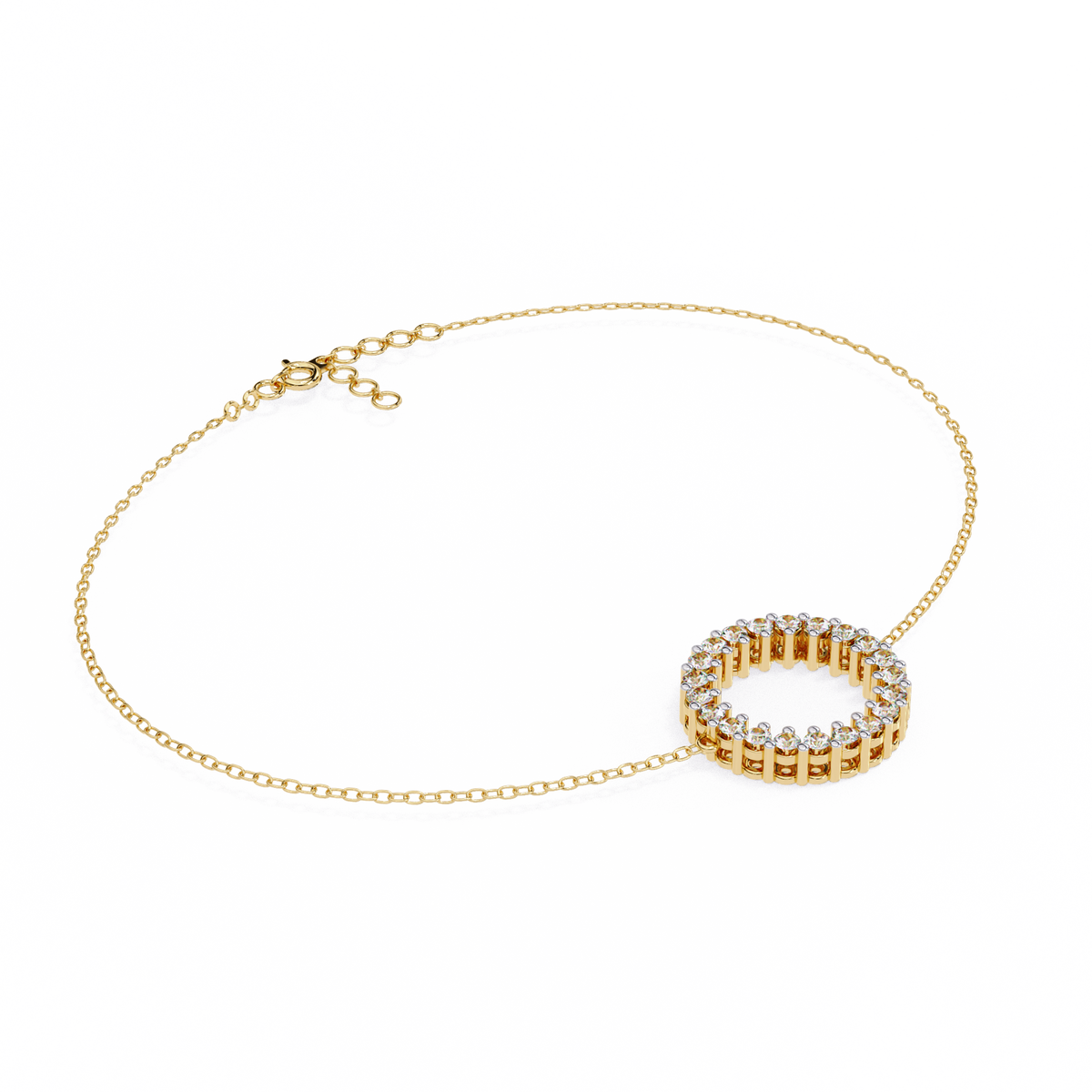 Reverra 14K Round Diamond Circle Fashion Bracelet, CTTW-0.15