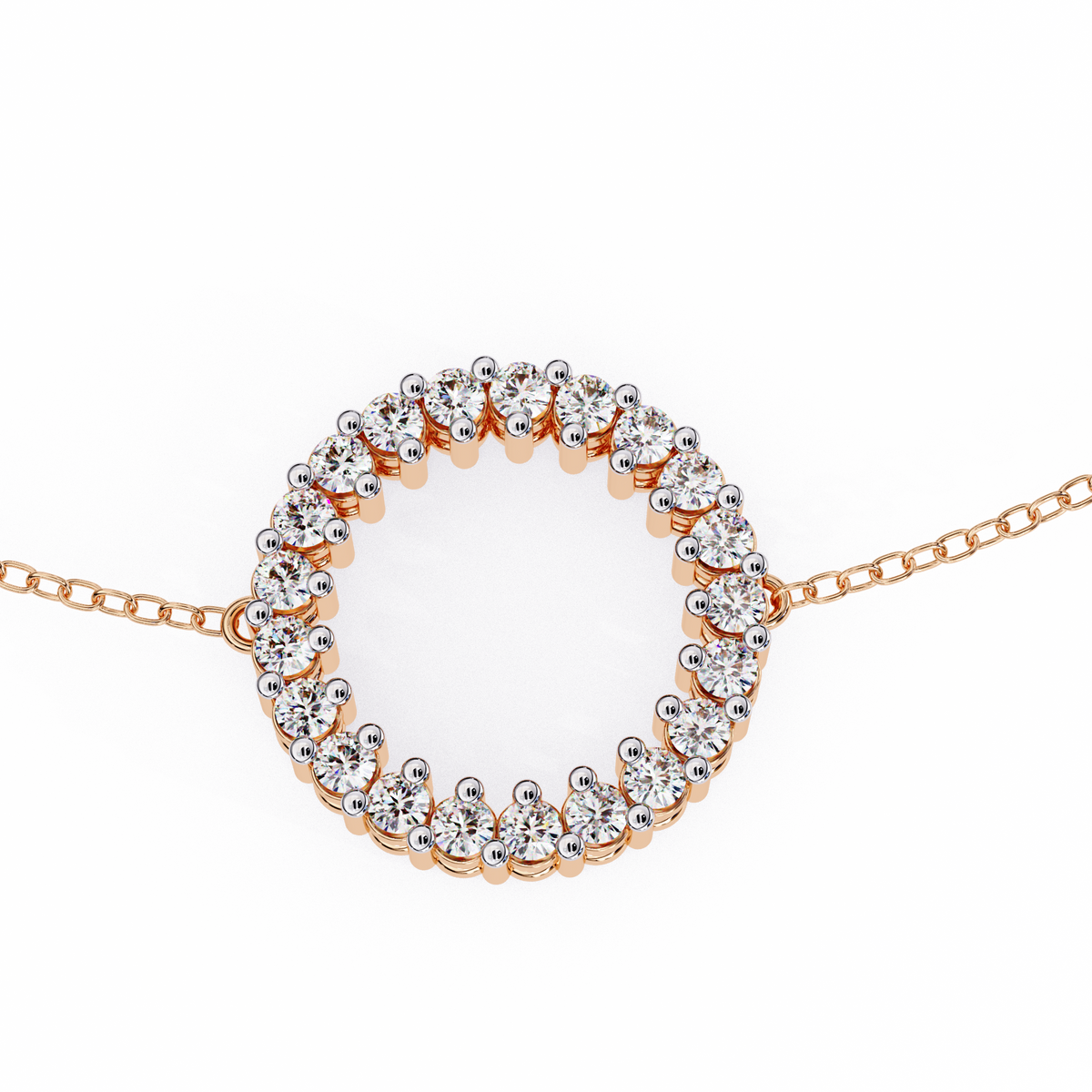 Reverra 14K Round Diamond Circle Fashion Bracelet, CTTW-0.15
