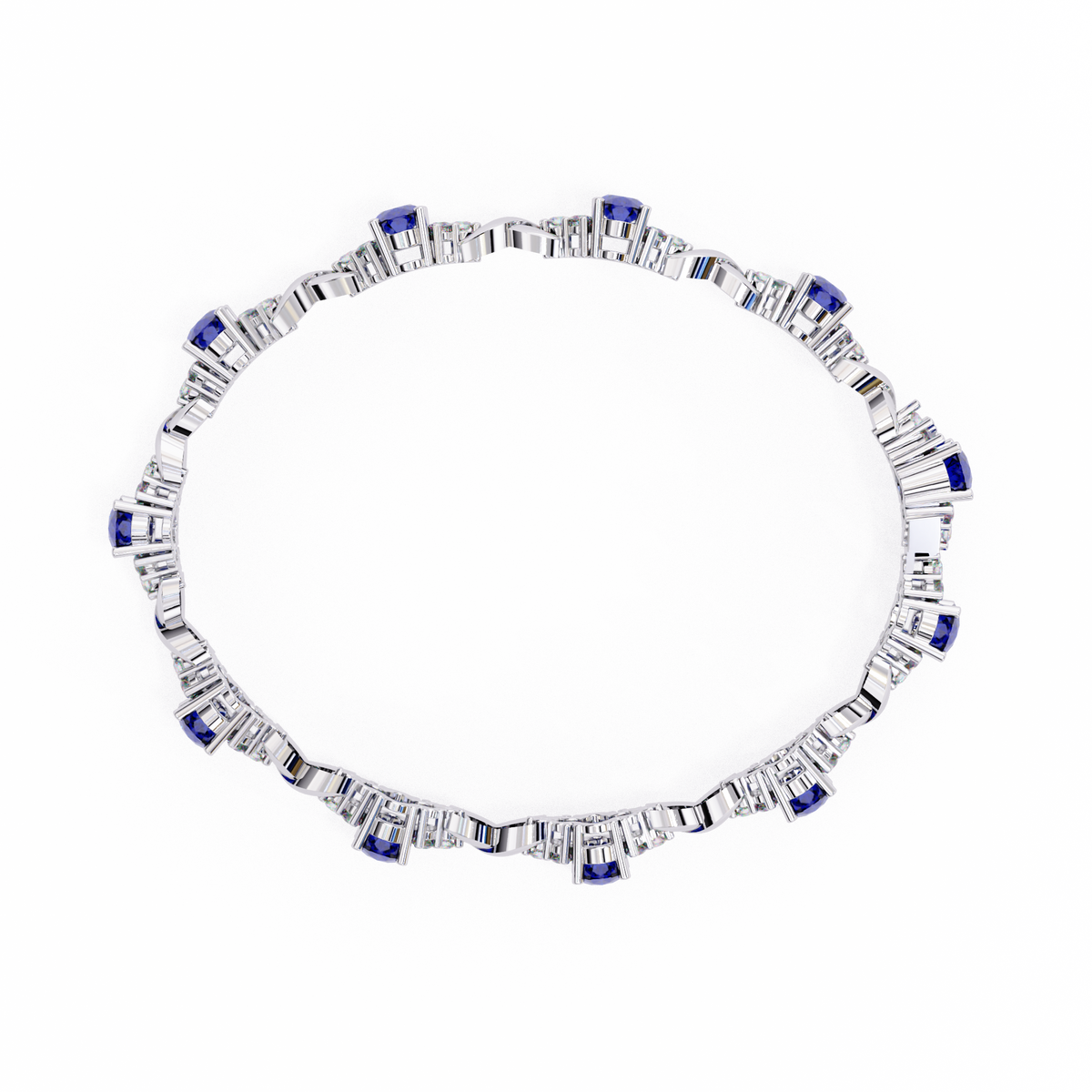 Reverra 14K Oval Sapphire and Diamond Tennis Bracelet, CTTW-5.26