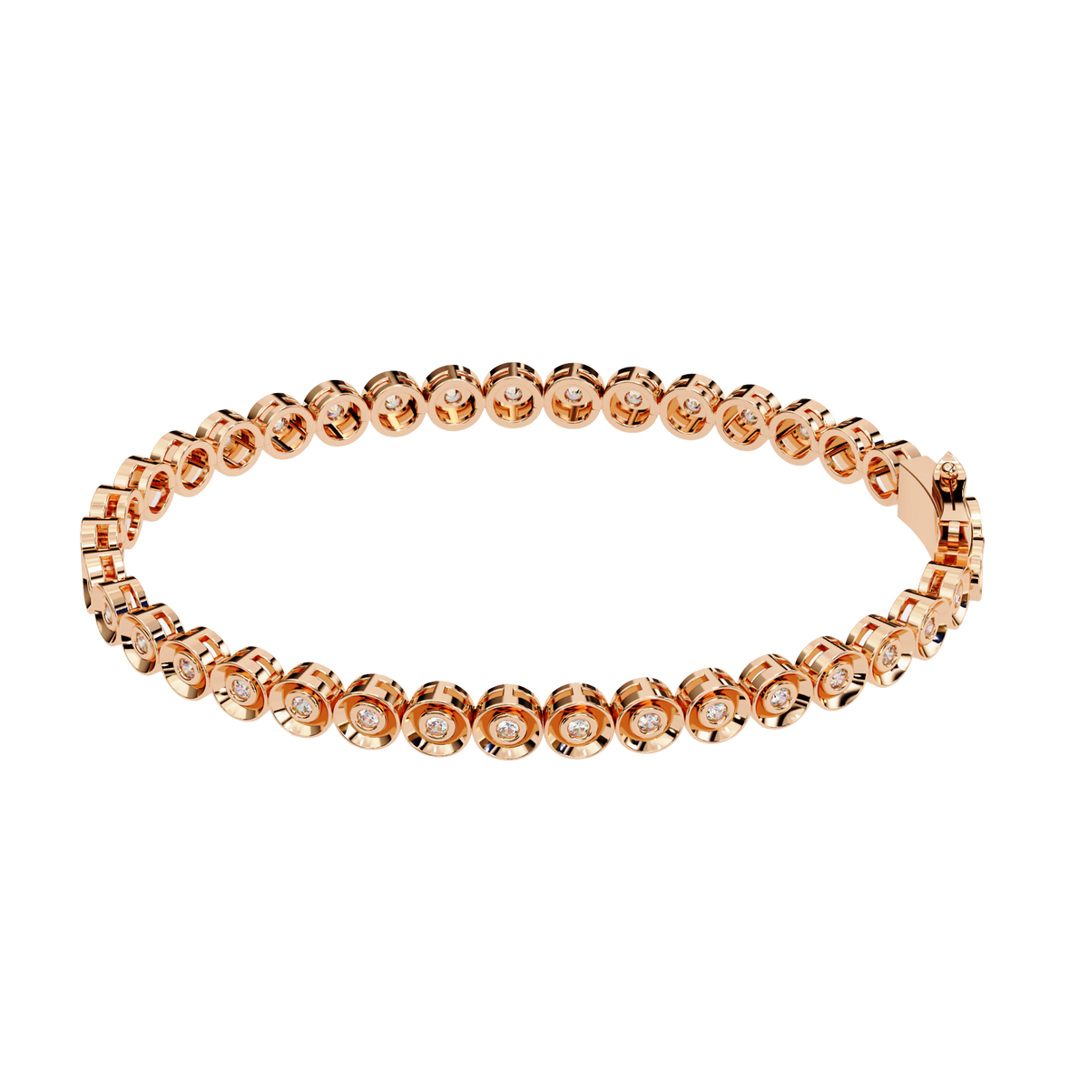 Reverra 14K Gold Round Bezel Set Lab Grown Diamond Tennis Bracelet for Women, CTTW-0.59