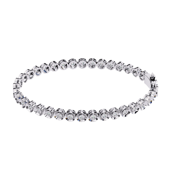 Reverra 14K Gold Round Bezel Set Lab Grown Diamond Tennis Bracelet for Women, CTTW-0.59