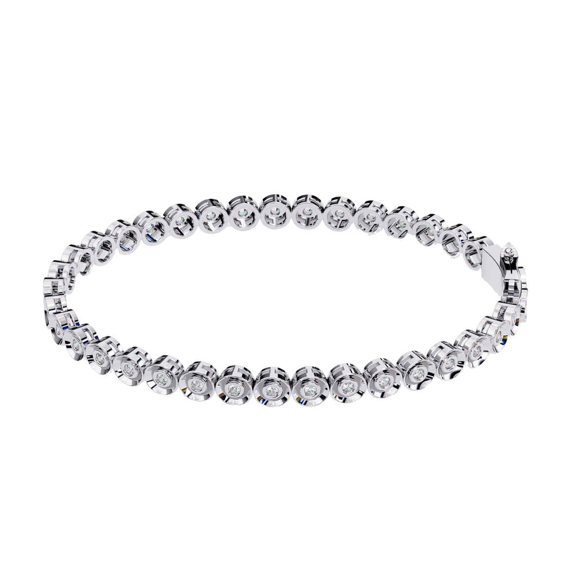 Reverra 14K Round Bezel Set Diamond Tennis Bracelet, CTTW-0.59
