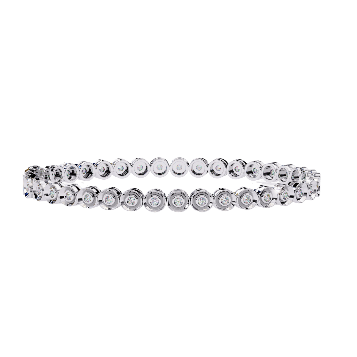 Reverra 14K Round Bezel Set Diamond Tennis Bracelet, CTTW-0.59