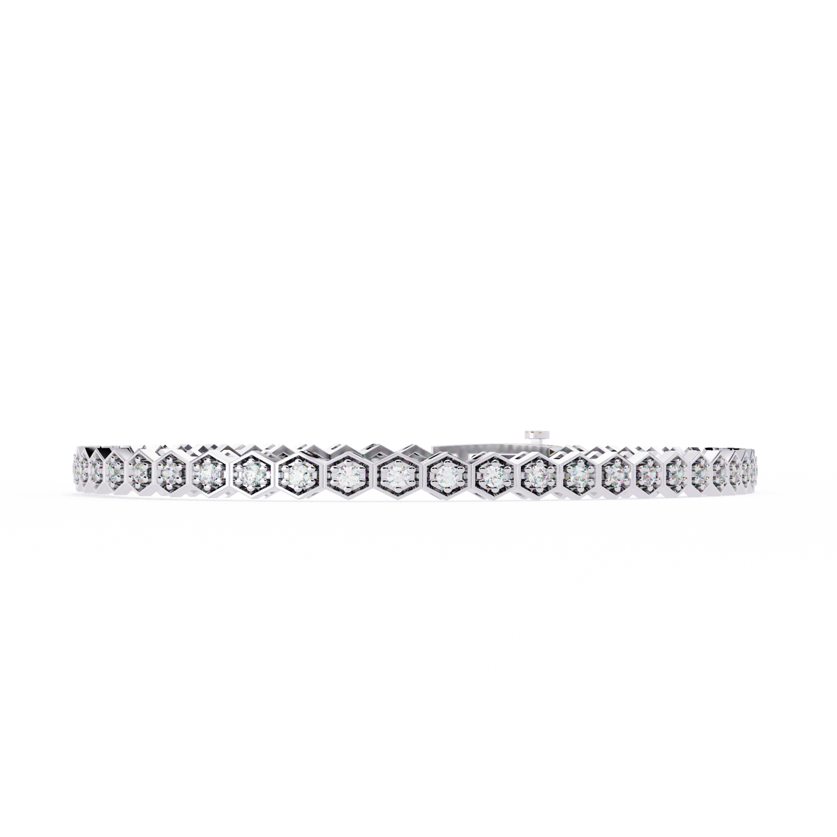 Reverra 14K Hexagon Diamond Tennis Bracelet, CTTW-1.05