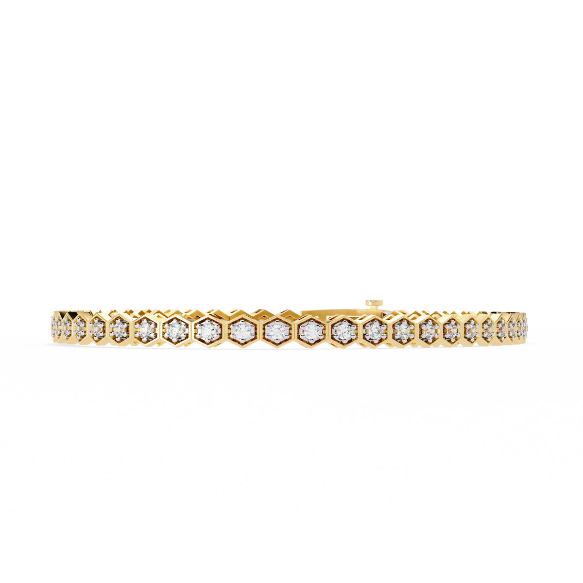 Reverra 14K Hexagon Diamond Tennis Bracelet, CTTW-1.05