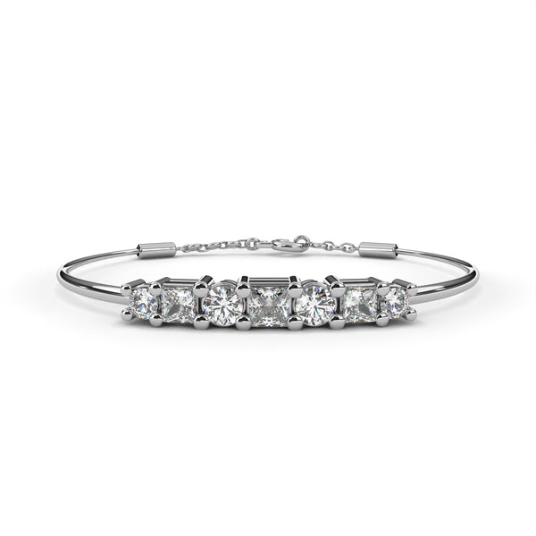 Reverra 14K Gold Princess & Round Lab Grown Diamond Flexi Bracelet for Women, CTTW-0.36