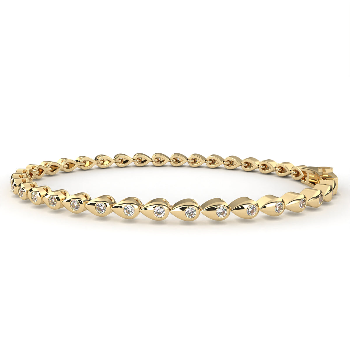 Reverra 14K Teardrop Bezel Diamond Tennis Bracelet, CTTW-1.02