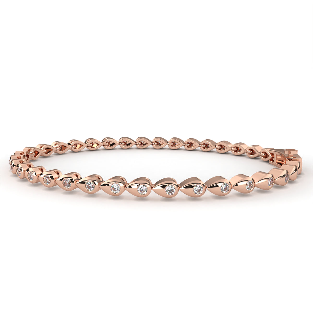 Reverra 14K Teardrop Bezel Diamond Tennis Bracelet, CTTW-1.02