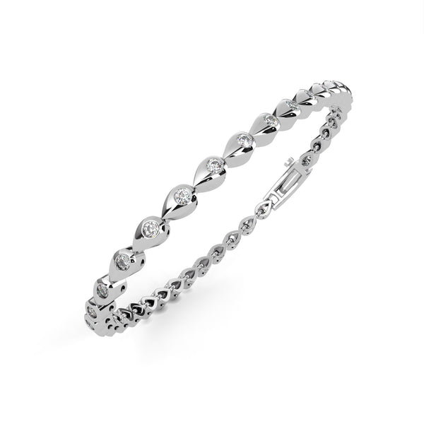 Reverra 14K Gold Round Lab Grown Diamond Teardrop Bezel Tennis Bracelet for Women, CTTW-1.02