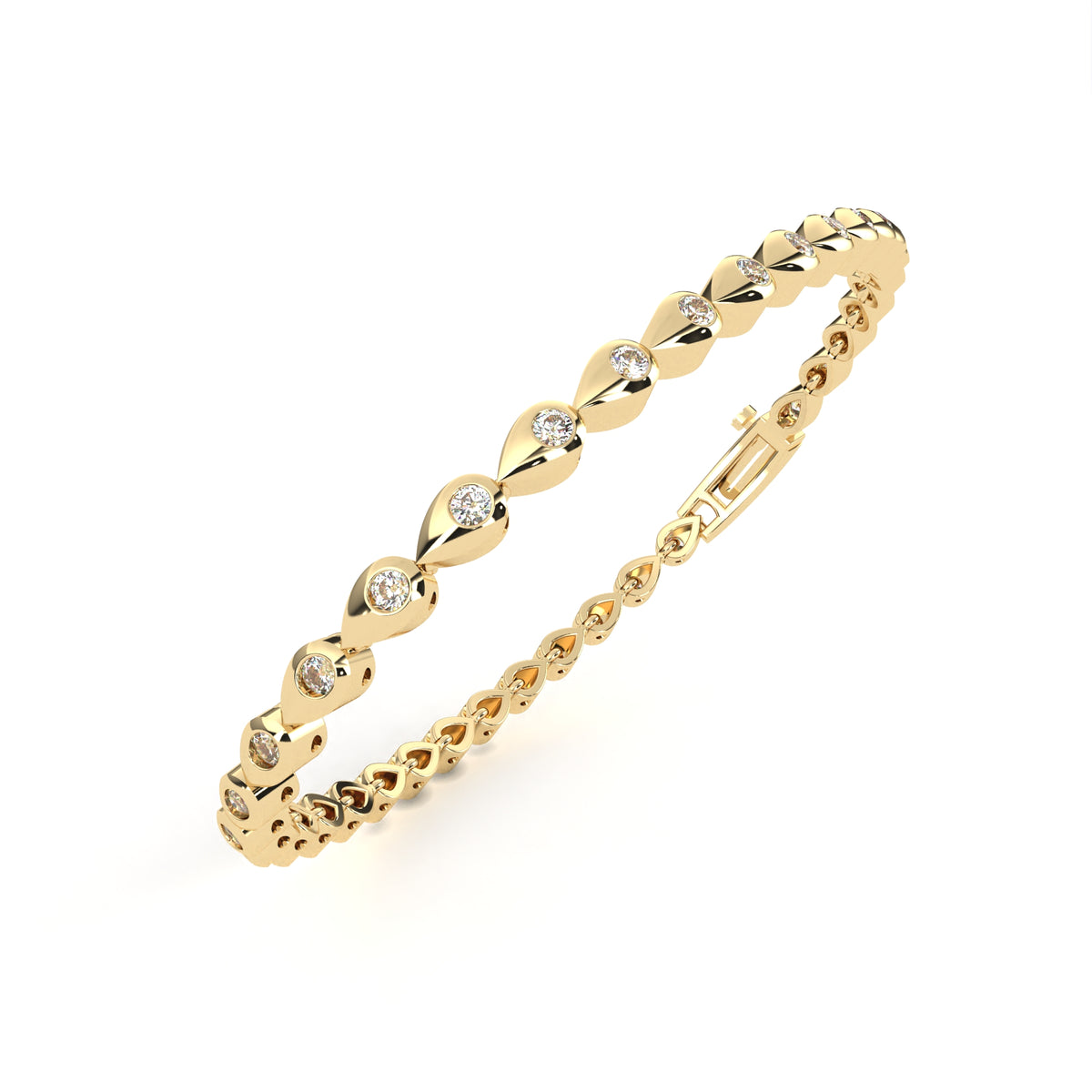 Reverra 14K Teardrop Bezel Diamond Tennis Bracelet, CTTW-1.02