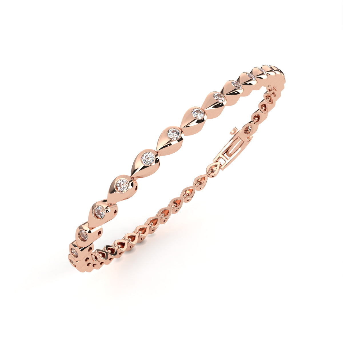 Reverra 14K Teardrop Bezel Diamond Tennis Bracelet, CTTW-1.02