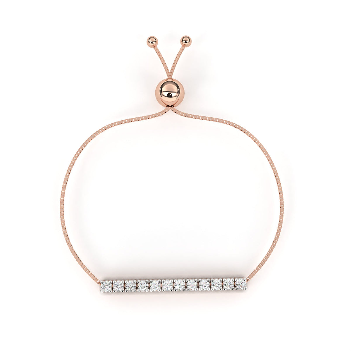 Reverra 14K Gold Round Lab Grown Diamond Adjustable Bar Fashion Bracelet for Women, CTTW-0.36