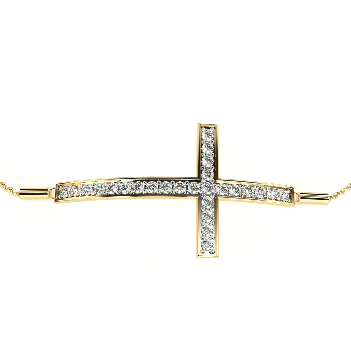 Reverra 14K Diamond Cross Adjustable Bracelet, CTTW-0.33