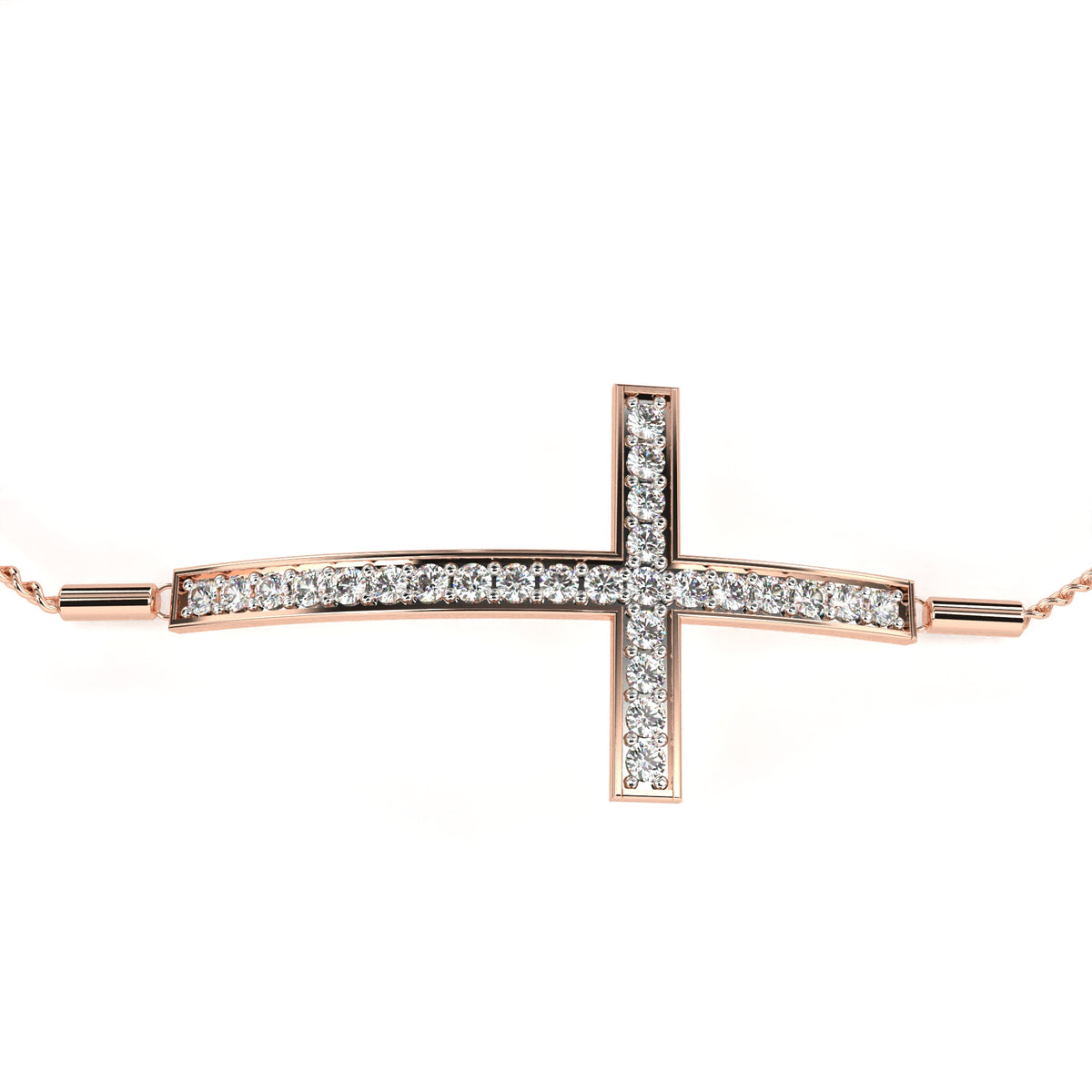 Reverra 14K Diamond Cross Adjustable Bracelet, CTTW-0.33