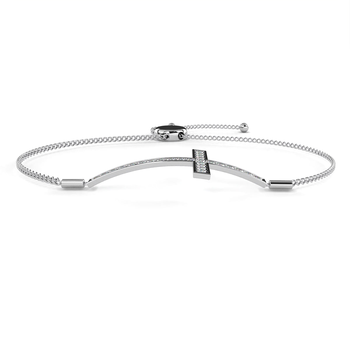 Reverra 14K Diamond Cross Adjustable Bracelet, CTTW-0.33