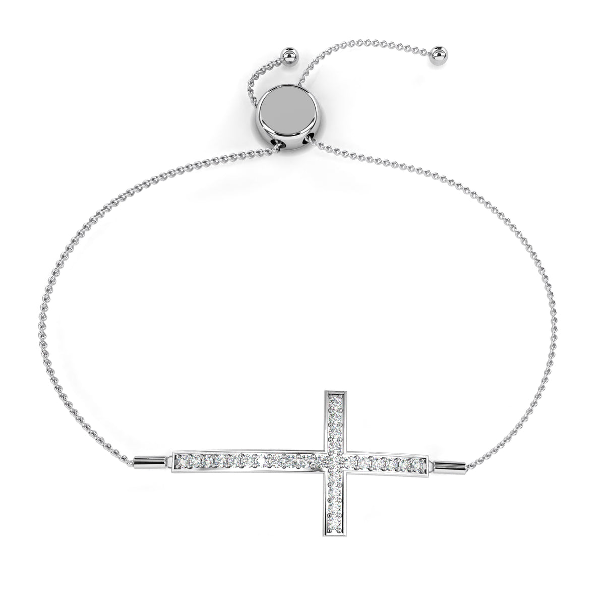 Reverra 14K Diamond Cross Adjustable Bracelet, CTTW-0.33