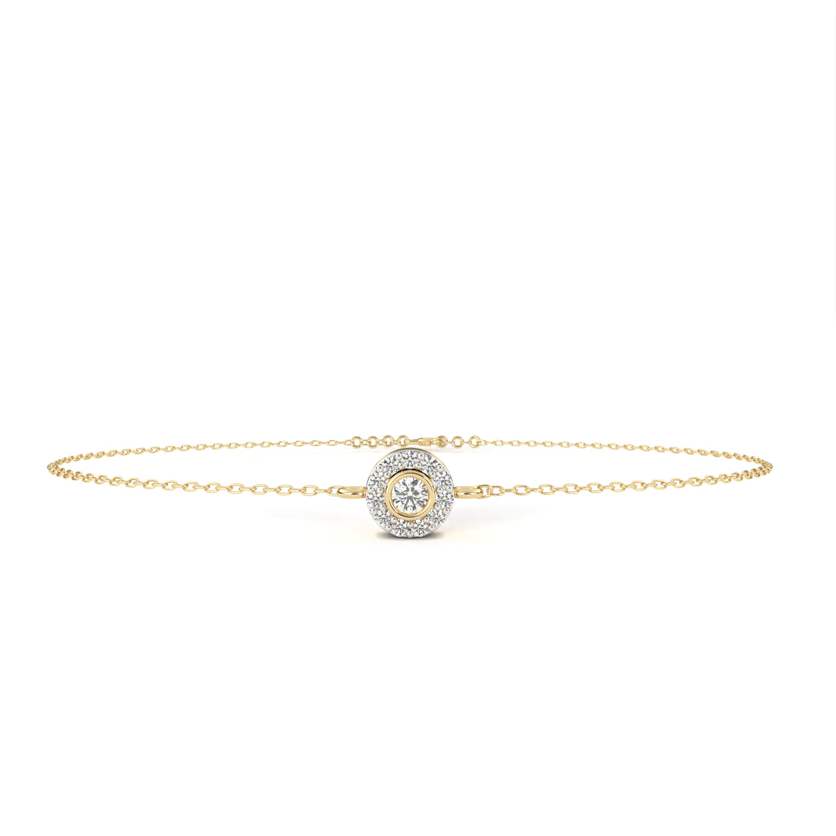 Reverra 14K Diamond Halo Round Center Bracelet, CTTW-0.24