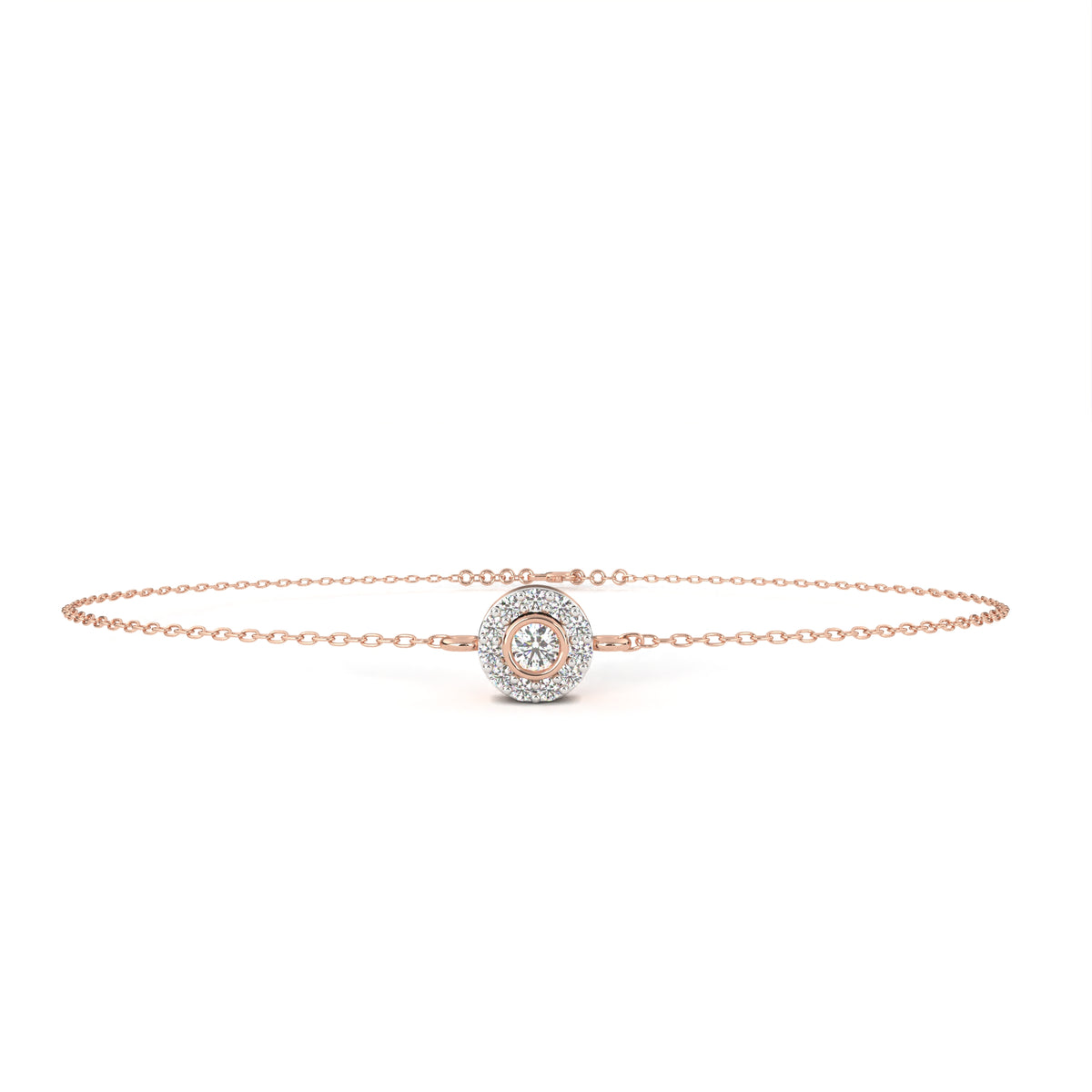 Reverra 14K Diamond Halo Round Center Bracelet, CTTW-0.24