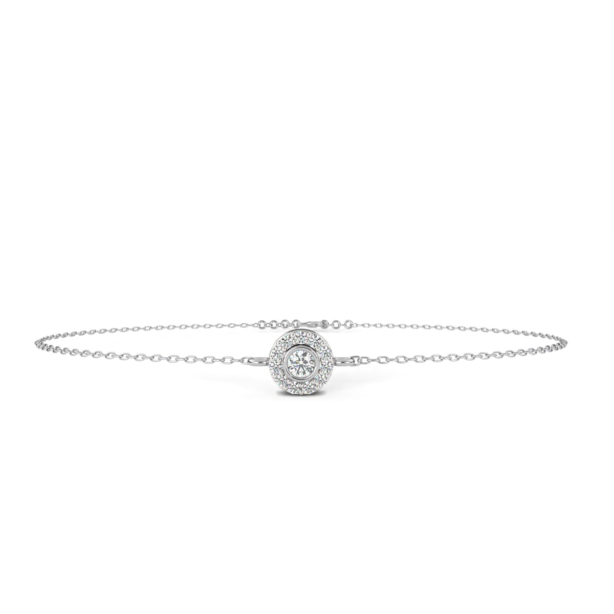 Reverra 14K Diamond Halo Round Center Bracelet, CTTW-0.24