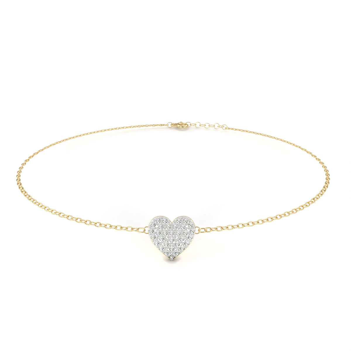 Reverra 14K Gold Round Lab Grown Diamond Heart Fashion Bracelet for Women, CTTW-0.21