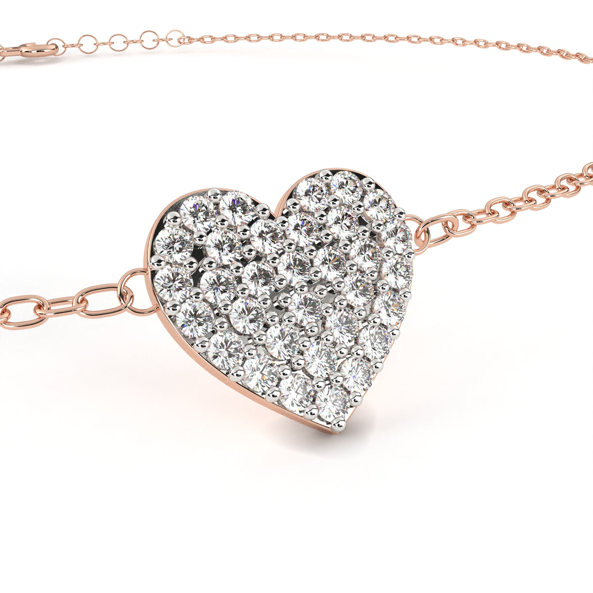 Reverra 14K Round Diamond Heart Bracelet, CTTW-0.21