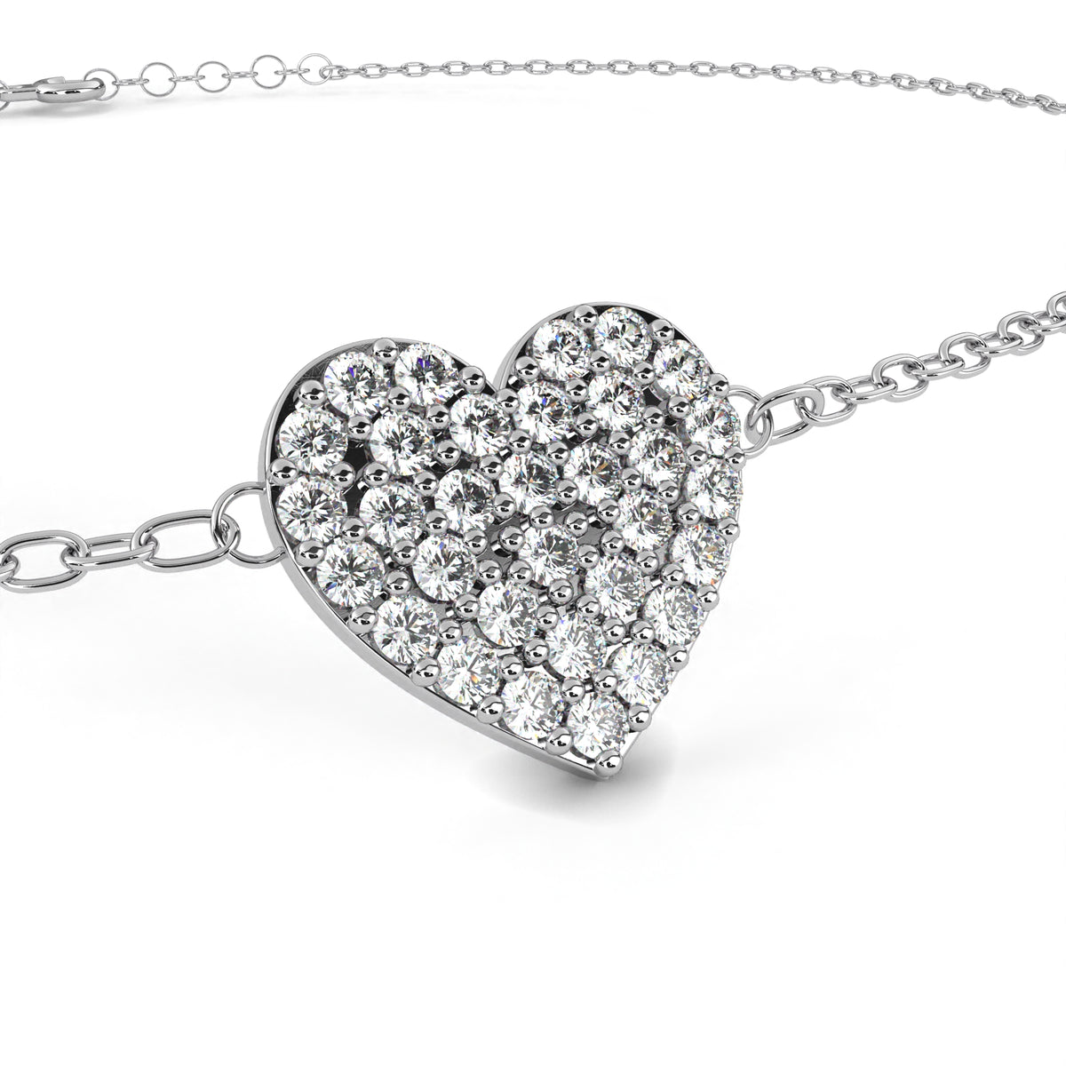 Reverra 14K Round Diamond Heart Bracelet, CTTW-0.21