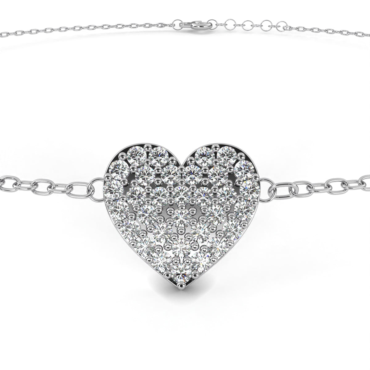 Reverra 14K Round Diamond Heart Bracelet, CTTW-0.21