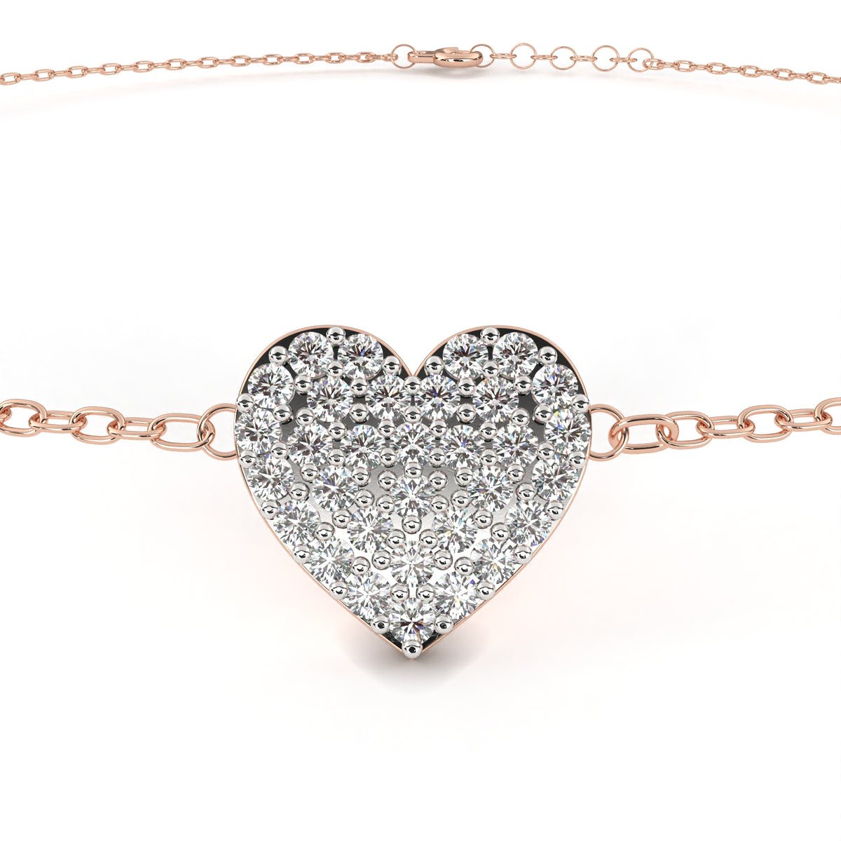 Reverra 14K Round Diamond Heart Bracelet, CTTW-0.21