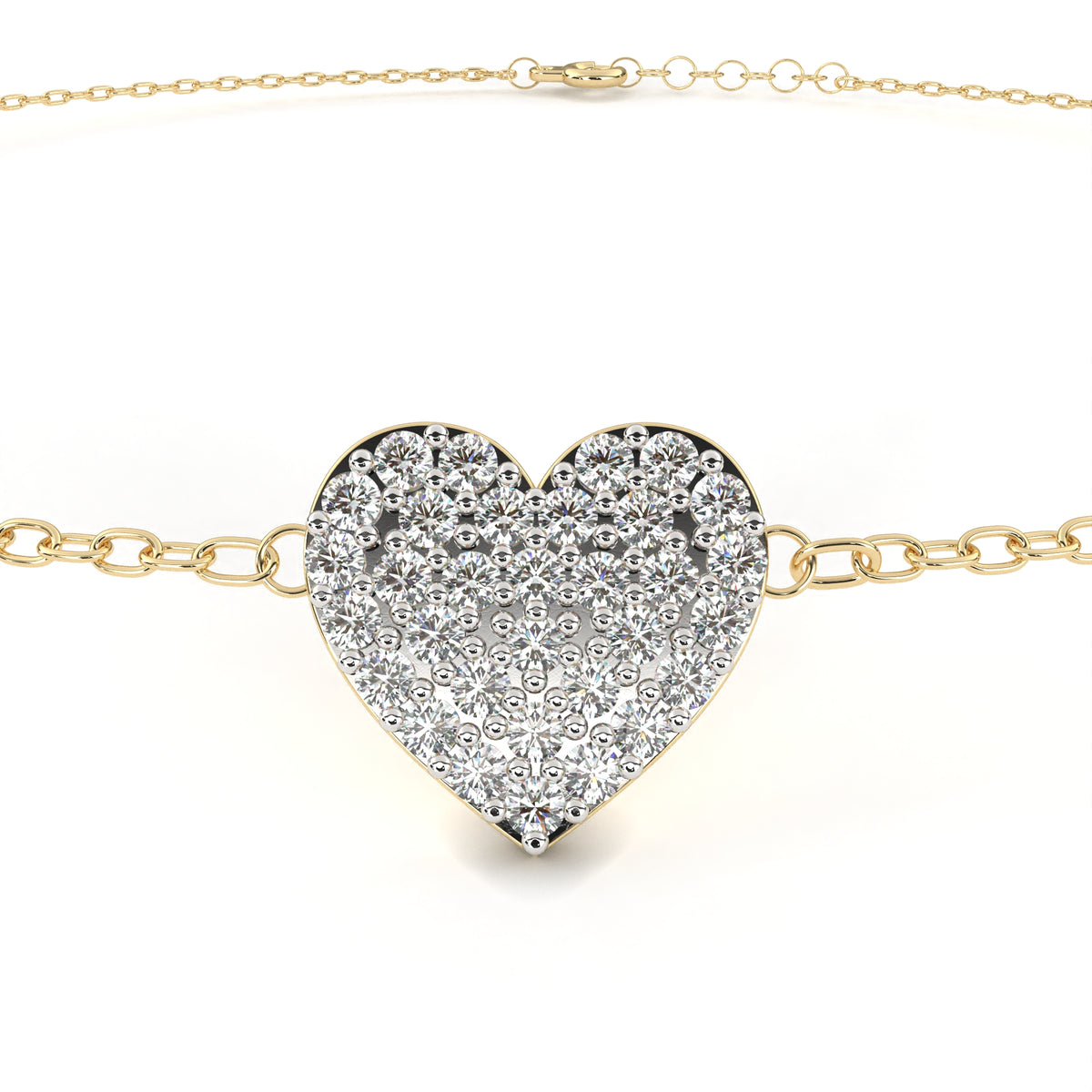 Reverra 14K Round Diamond Heart Bracelet, CTTW-0.21