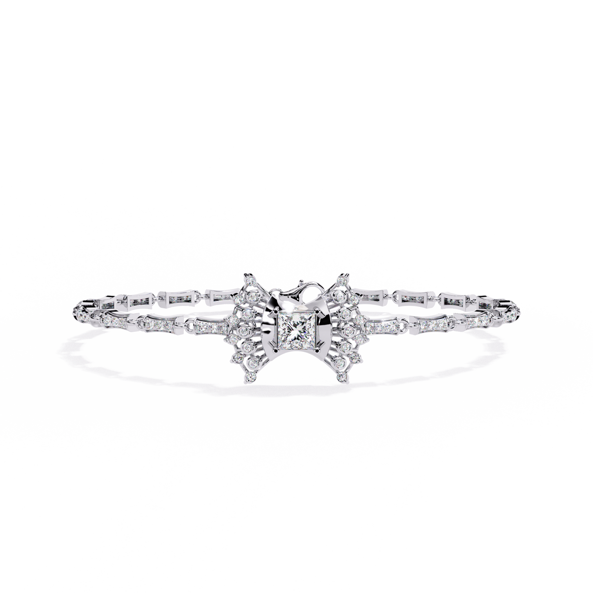 Reverra 14K Gold Princess Lab Grown Diamond Flexi Bracelet for Women, CTTW-1.65
