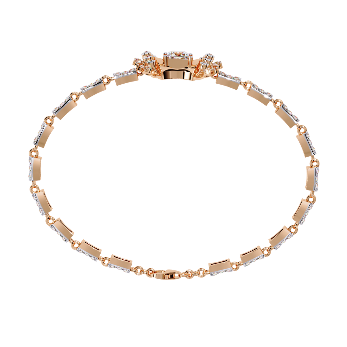 Reverra 14K Gold Princess Lab Grown Diamond Flexi Bracelet for Women, CTTW-1.65
