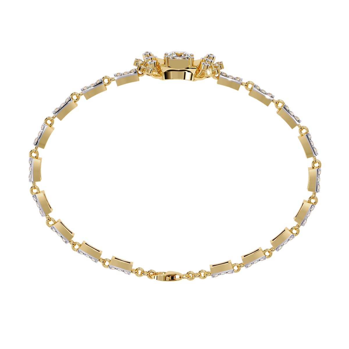 Reverra 14K Gold Princess Lab Grown Diamond Flexi Bracelet for Women, CTTW-1.65