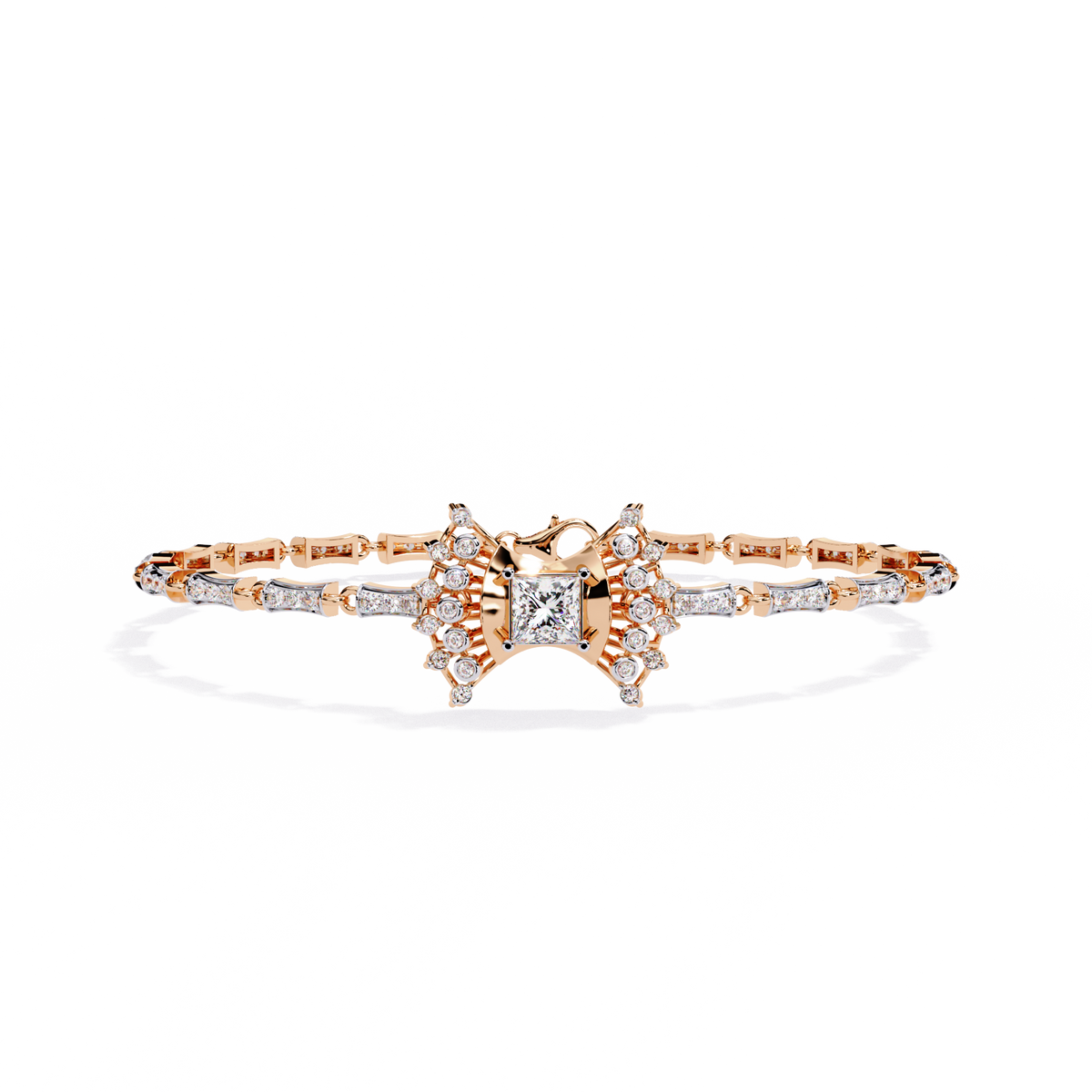 Reverra 14K Gold Princess Lab Grown Diamond Flexi Bracelet for Women, CTTW-1.65