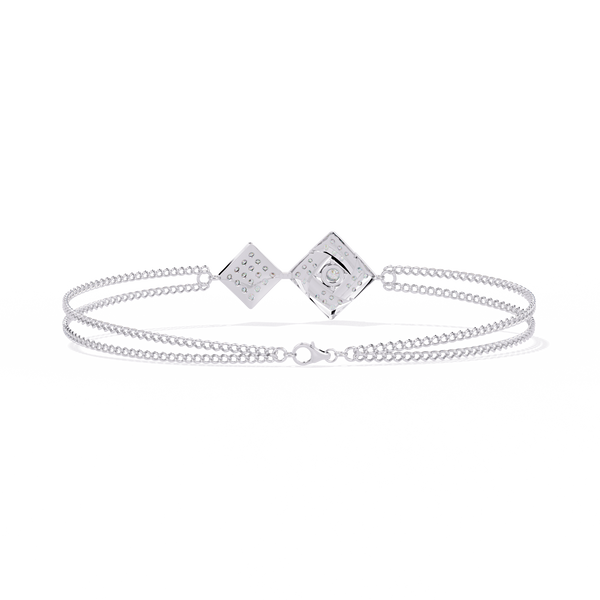 Reverra 14K Gold Round Lab Grown Diamond Square Square Flexi Bracelet for Women, CTTW-0.54