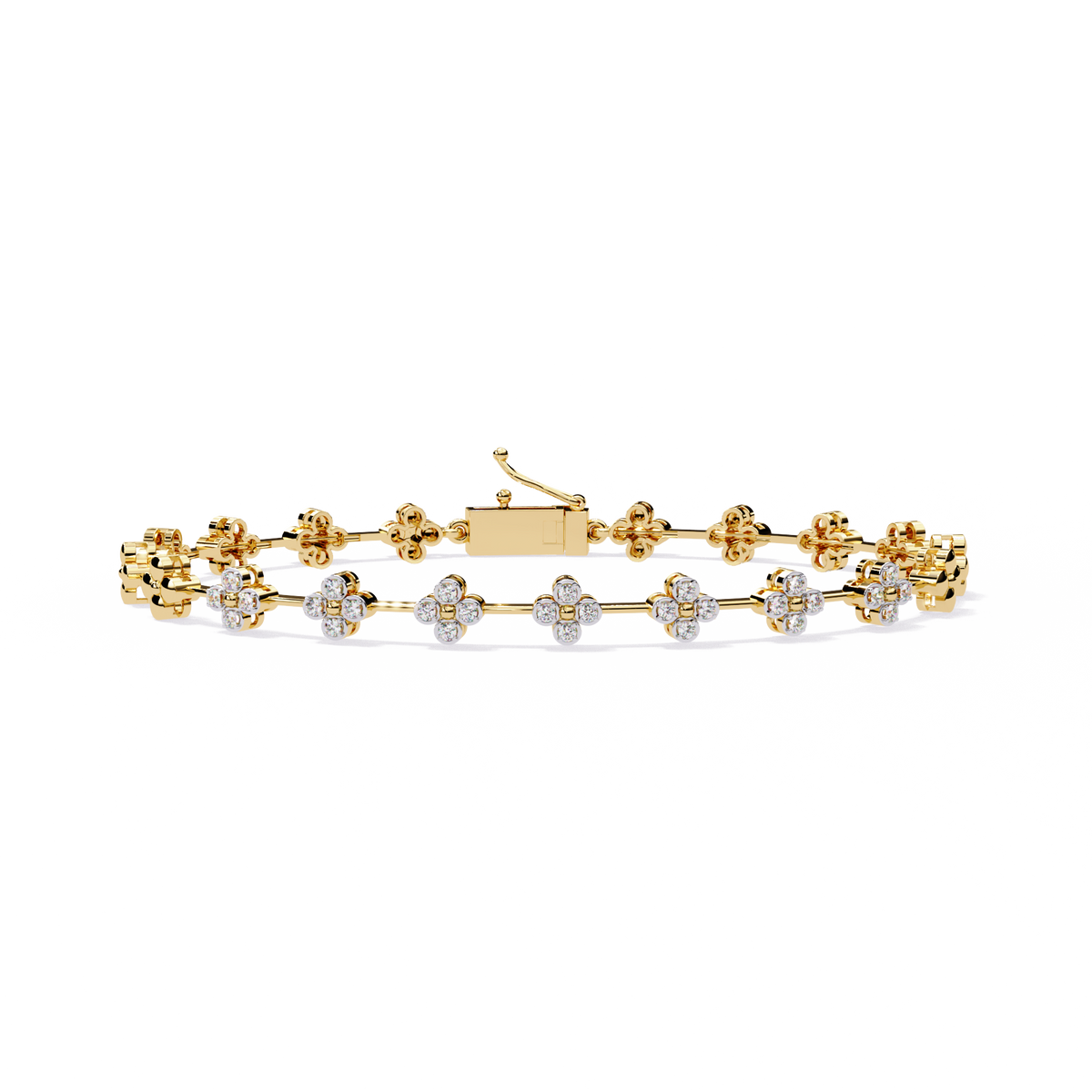 Reverra 14K Floral Diamond Tennis Bracelet, CTTW-0.23