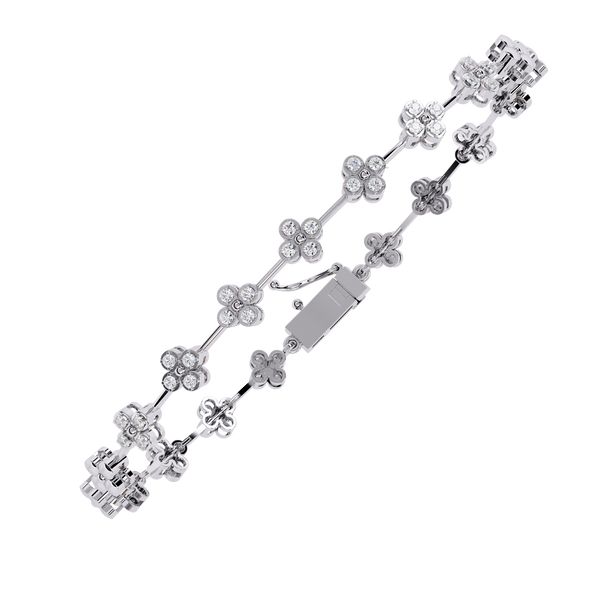 Reverra 14K Gold Round Lab Grown Diamond Floral Tennis Bracelet for Women, CTTW-0.23