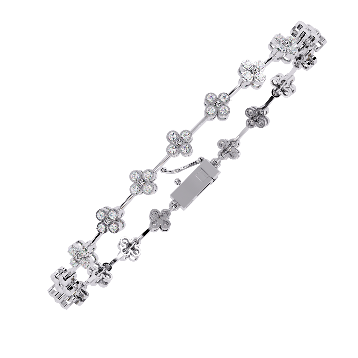 Reverra 14K Floral Diamond Tennis Bracelet, CTTW-0.23