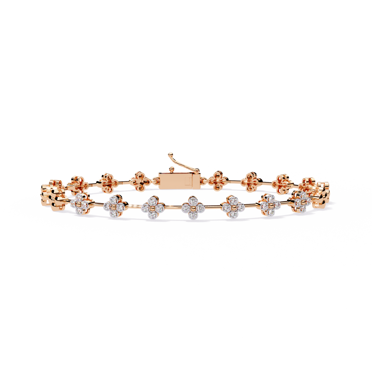 Reverra 14K Floral Diamond Tennis Bracelet, CTTW-0.23