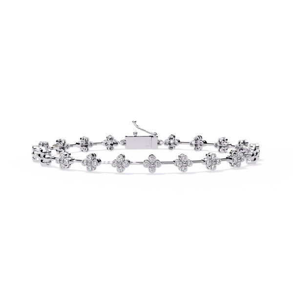 Reverra 14K Gold Round Lab Grown Diamond Floral Tennis Bracelet for Women, CTTW-0.23